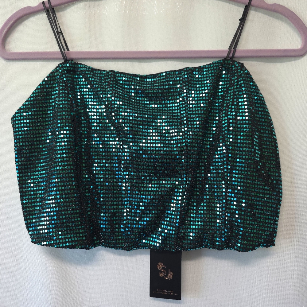 Sequin Green Crop Top